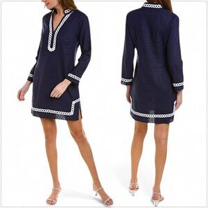 STS Sail To Sable Navy Long Sleeve Linen Tunic With Rope Trim Dress NEW NWOT 1 S